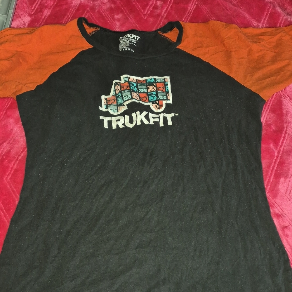 Trukfit Lil Wayne Black and Orange Checkered Tee